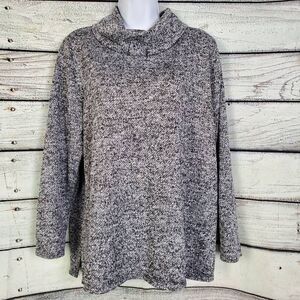 Lane Bryant Women’s Cowl Neck Sweater Size 14/16 Gray Marled Knit Pullover Long